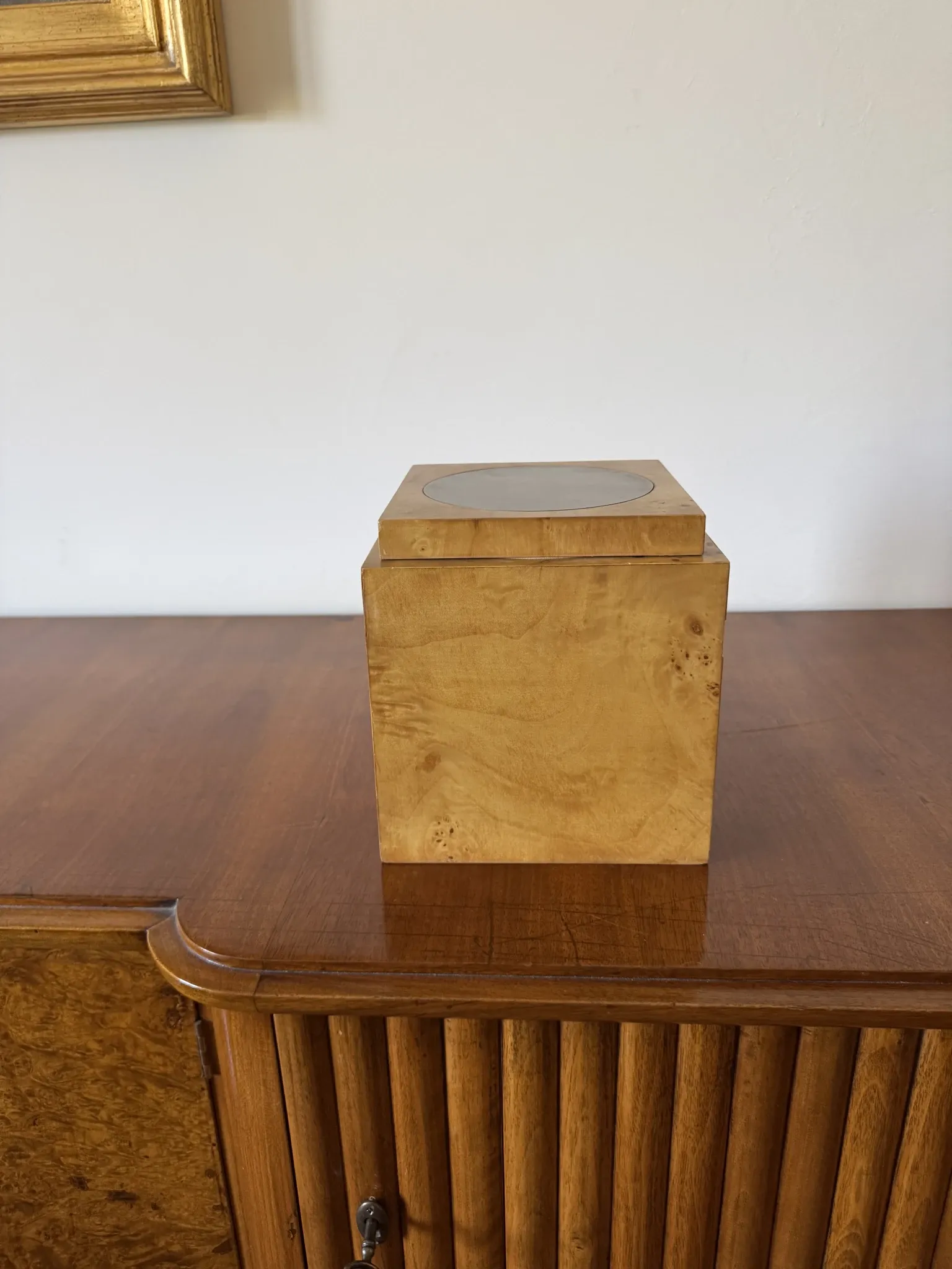 Tommaso Barbi, Mid-century burl ice bucket, TB Italy, ca. 1970