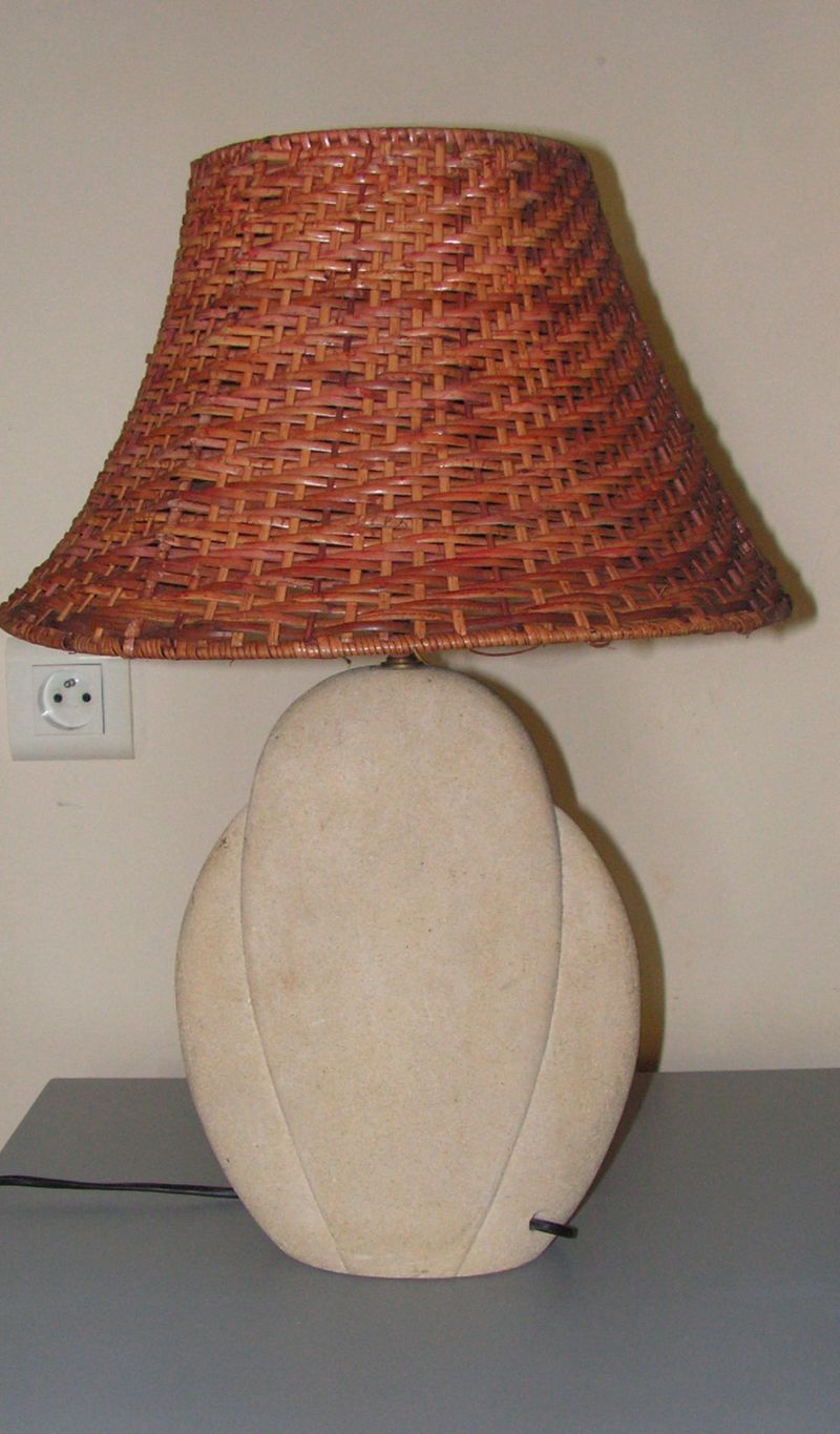 Stone shade lamp rattan 70s