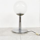 Lampe de table italienne en verre et chrome, années 1960