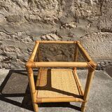 Bamboo and smoked glass side table, 1970s