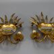 Pair of Hollywood Regency Style Gilt Metal Wheat Sheaf Wall Sconces, 1970s