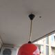 Vintage hanging lamp in red opaline of the 50/60