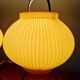 Paire de lampes tripode en celluloïd plissé vert pâle, 1960