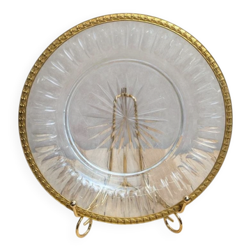 Antique cut glass plate – Gilded metal mount Cailar-bayard – French silversmithing
