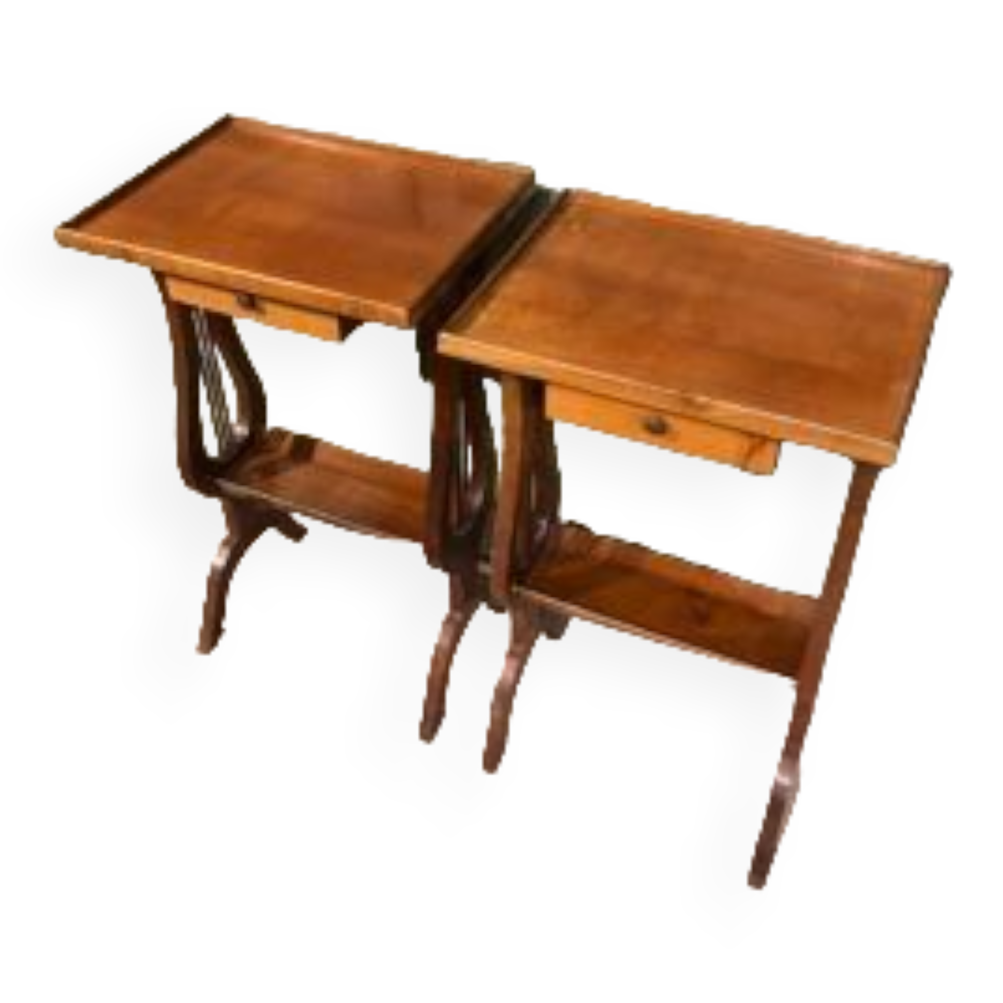 Pair of lyre bedside tables