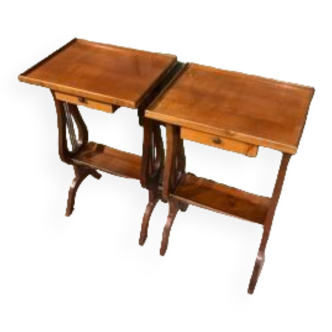 Pair of lyre bedside tables
