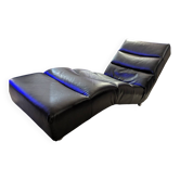 Black faux leather chaise longue