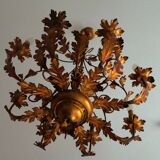 Large mid century gilt tole 8-light chandelier by Hans Kögl, 1960s
