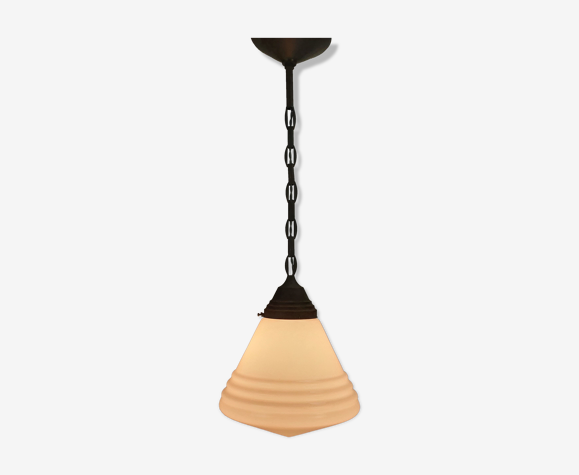 Suspension en verre et cuivre Philips Phililite années 1930