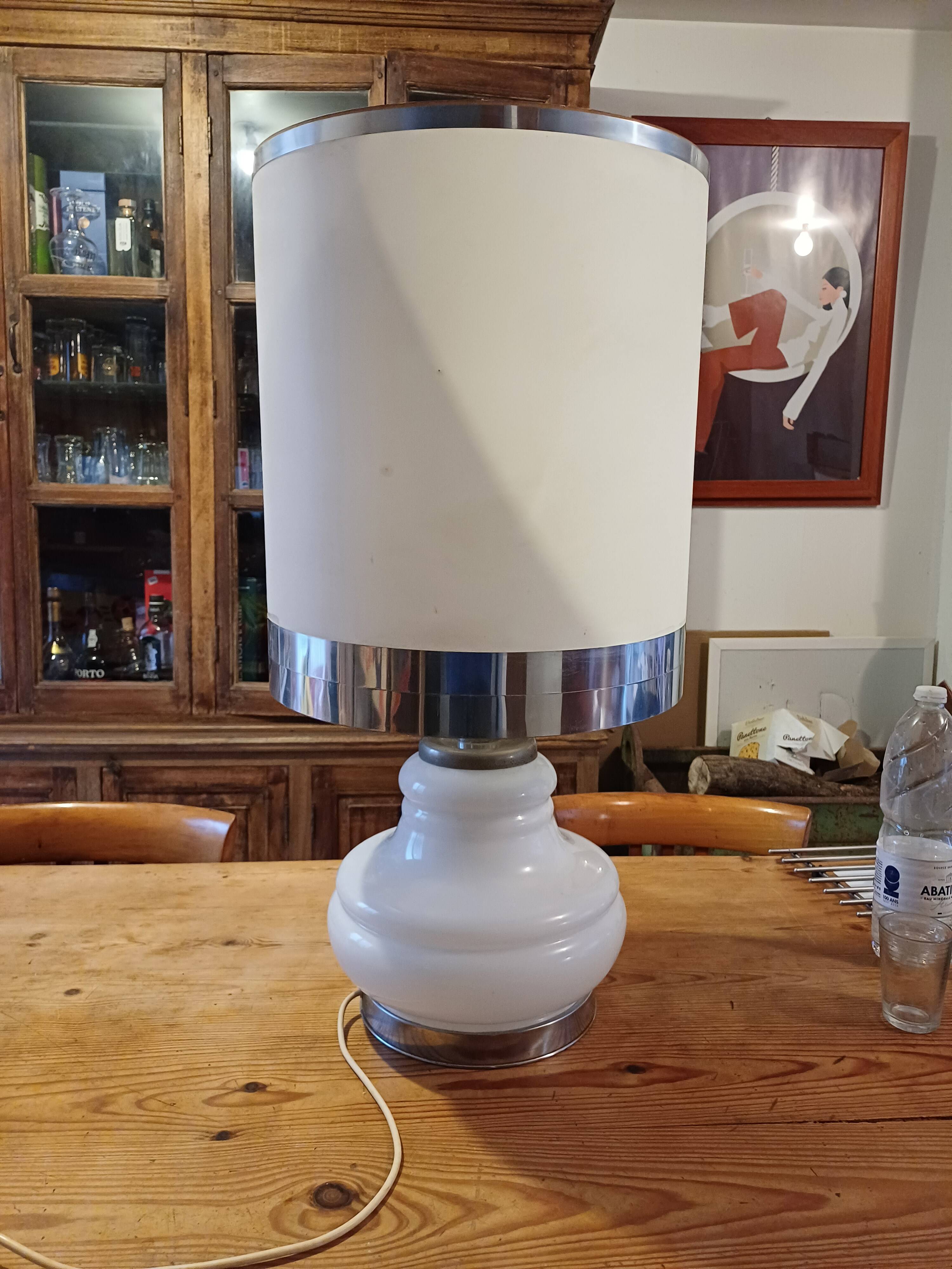 Vintage 1970s White Opaline Lamp