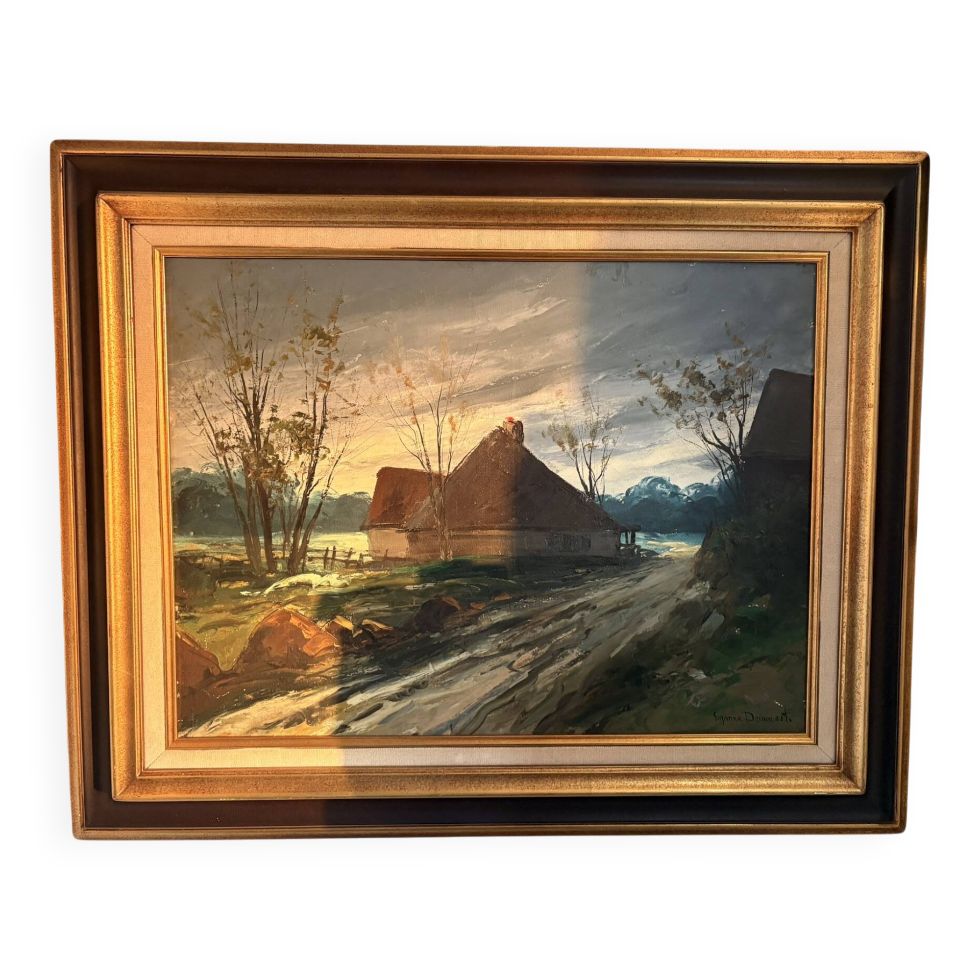 Oil Painting Canvas DEMAREST House Path Forest Landscape River