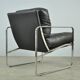 Black leather and metal armchair, 1980s
