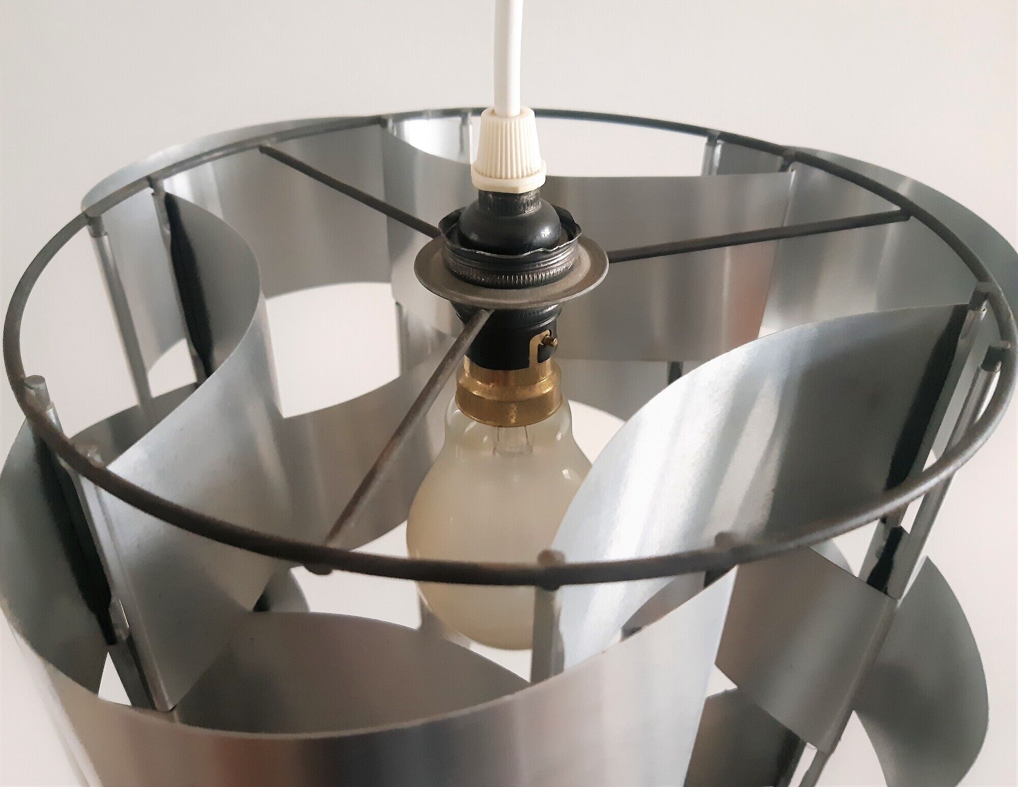Aluminum pendant lamp by Max Sauze, France 1970's