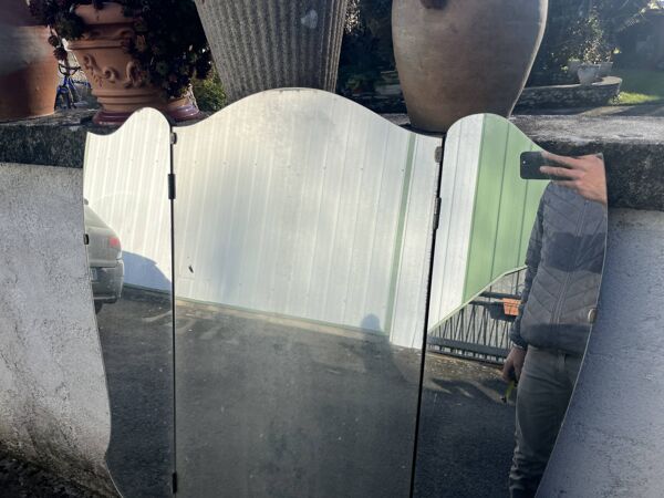 Miroir triptyque de coiffeuse vintage - Style Art Déco
