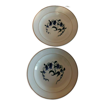 Hollow plates series of two earthenware Longchamp décor Simone