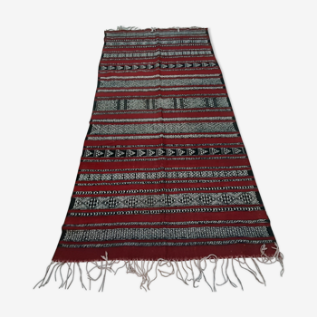 Moroccan black red kilim carpet, handmade Wool Berber carpet  120x200cm