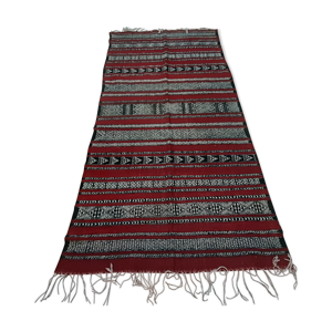 tapis kilim marocain rouge noir tapis berbère en laine fait à la main 120x200cm