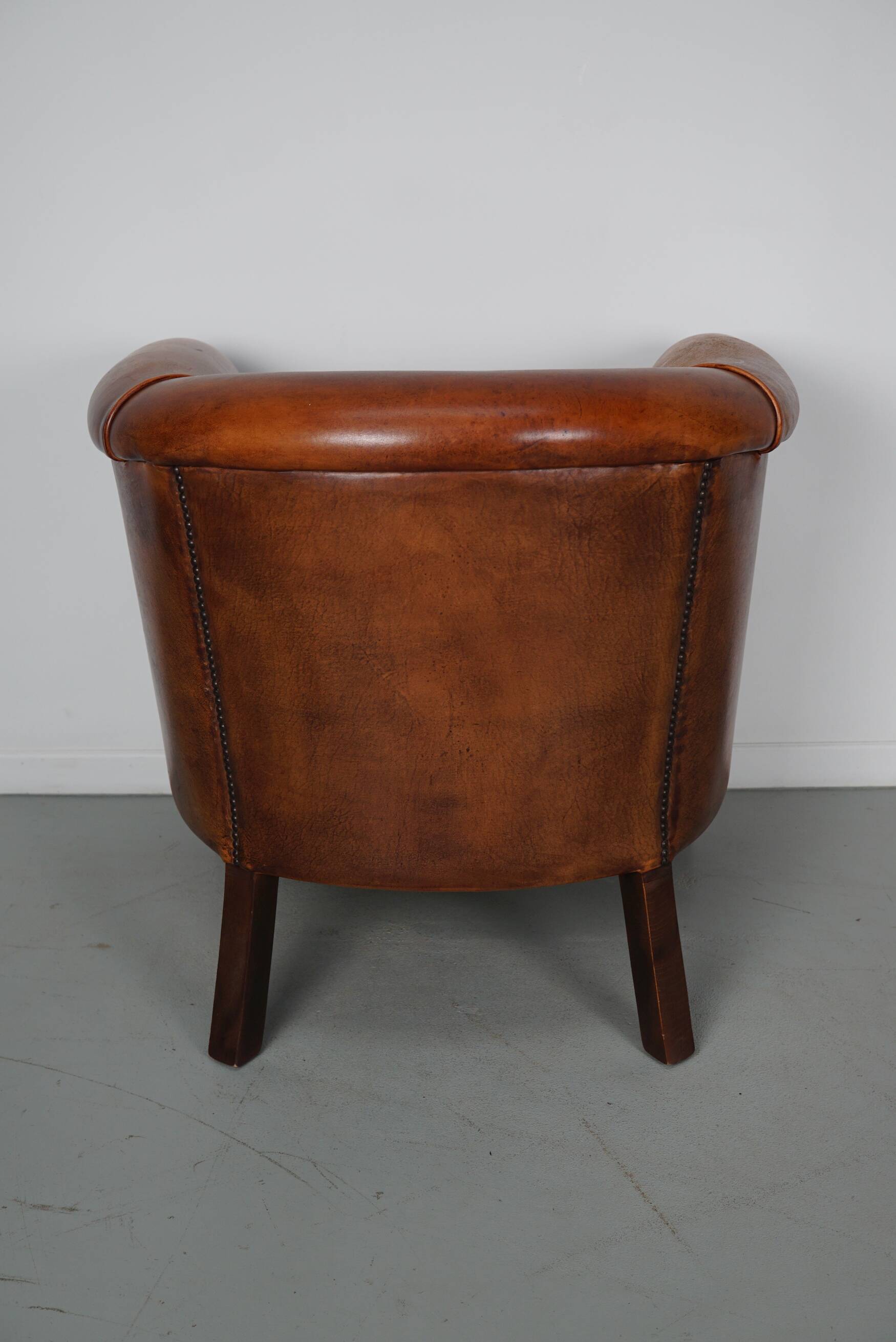 Vintage Dutch Cognac Colored Leather Club Chair