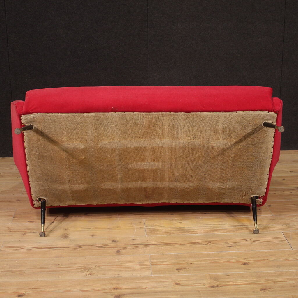 Italian sofa in red velvet from the 60s