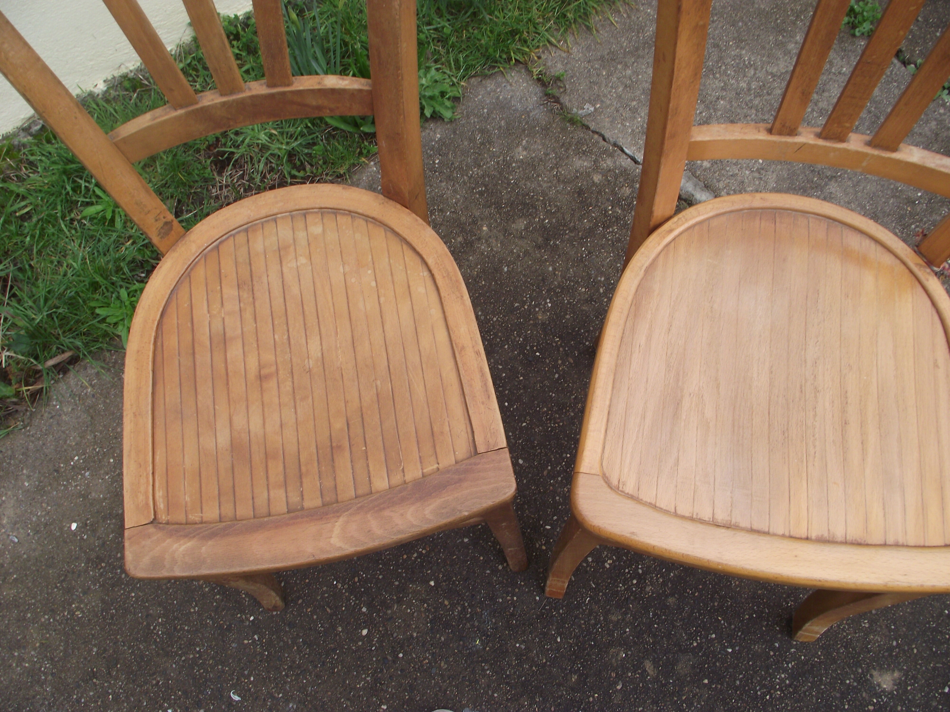 Pair of wooden bistro chairs 1950s 60