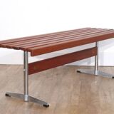 Danish slatted bench in teak and metal 1970