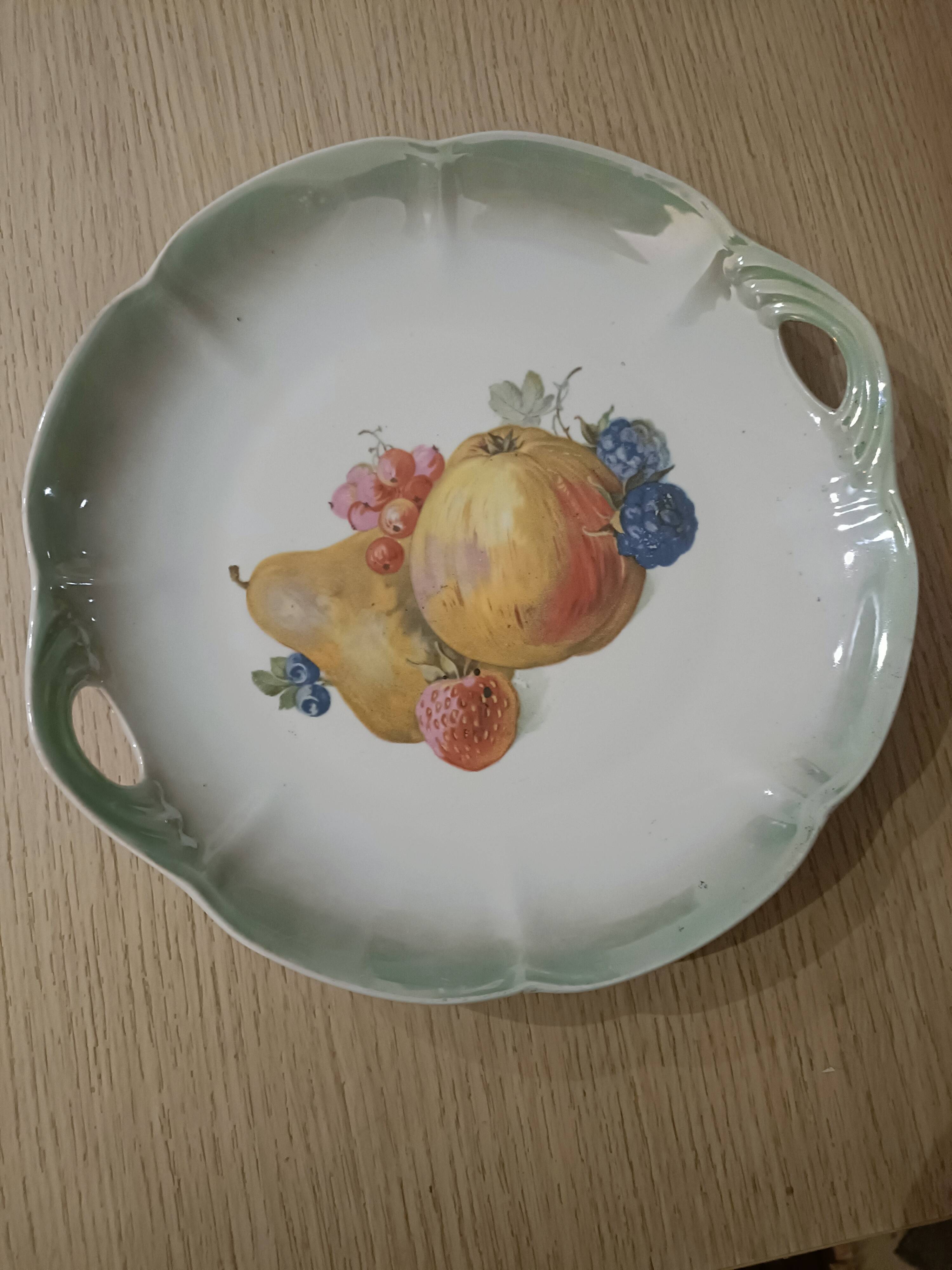 Plat de service porcelaine décor fruits