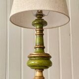 Vintage lamp in turned wood chic gold