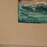 Original Mid Century Swedish Oil on Panel – “Waves” by Louis Zelig – Signed