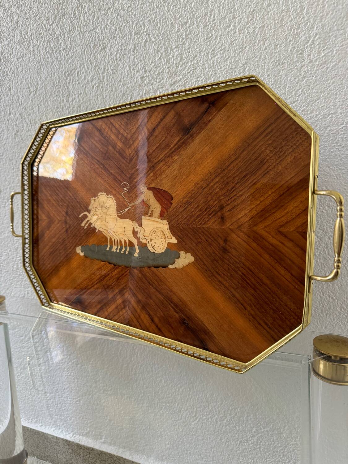 60s marquetry tray