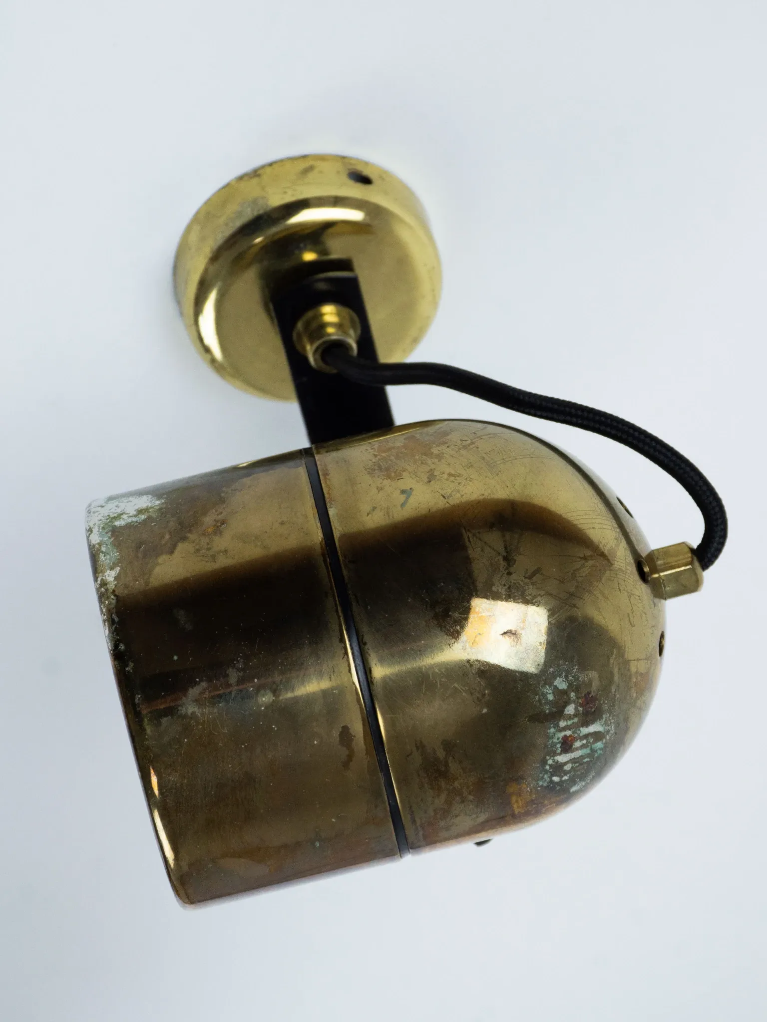 Pair of Vintage Gold-Toned Tube-Style Wall Spotlights With Patina