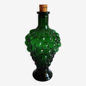 Carafe verte verre grappe raisin vintage