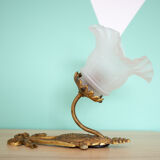 Golden opaline gooseneck wall lamp