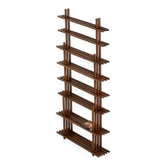Sculptural wengé slat bookcase (Europe, 1960s).