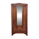 Art Deco wardrobe in solid wood with mirror from the 1920s.