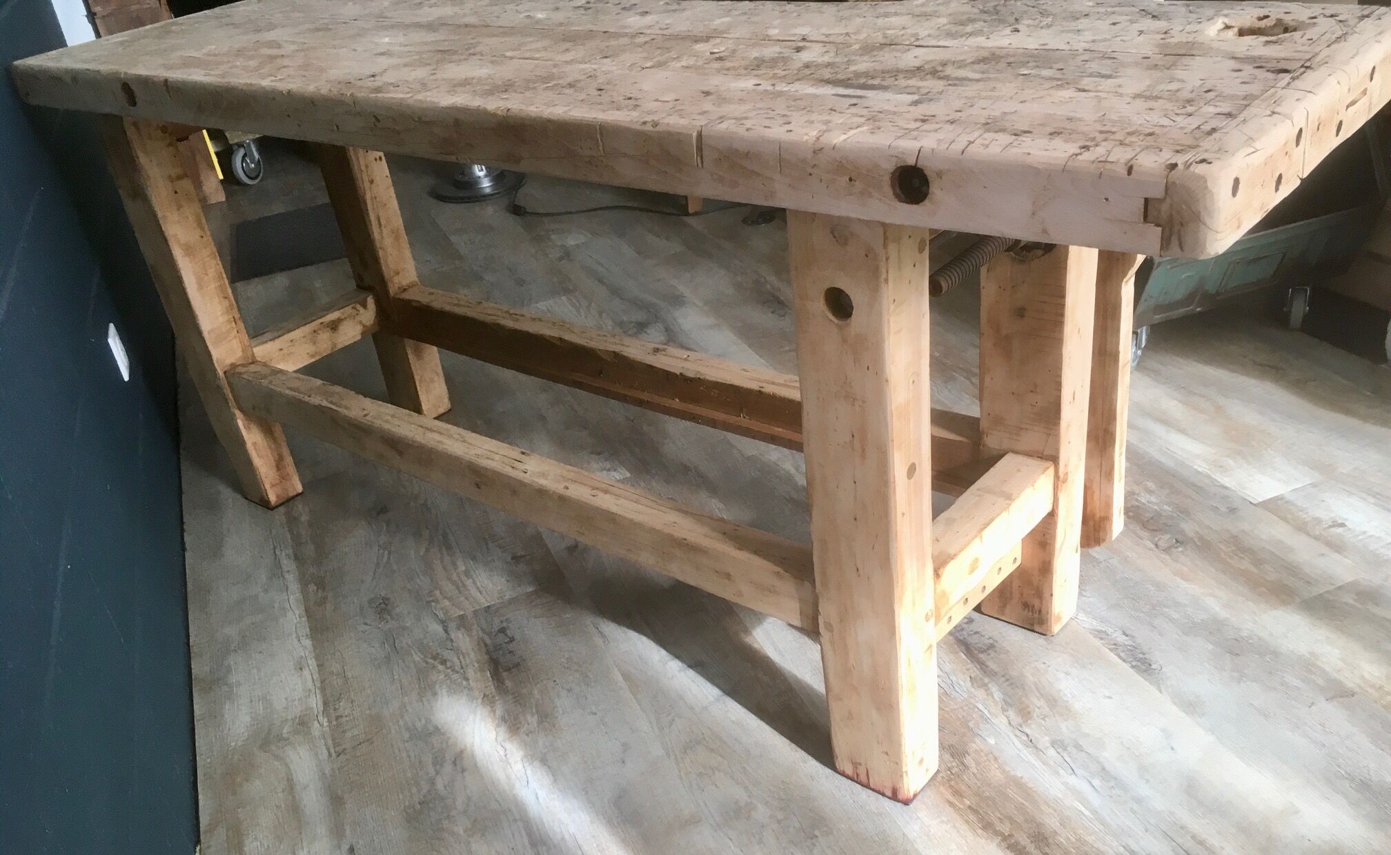 Antique workbench in light wood