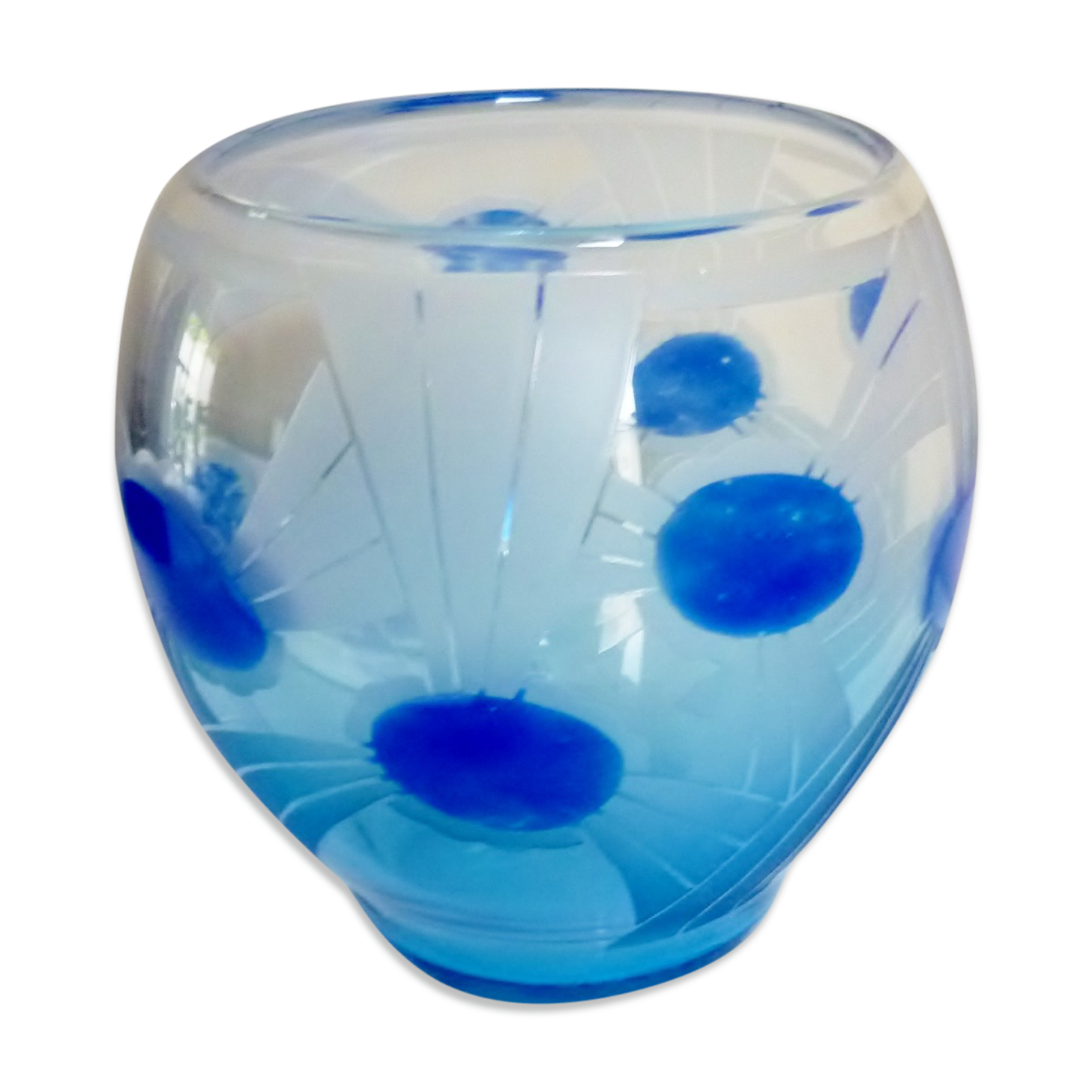 Vase verre soufflé signé " Le Verre Français" par Charles Schneider, art déco 1920/30