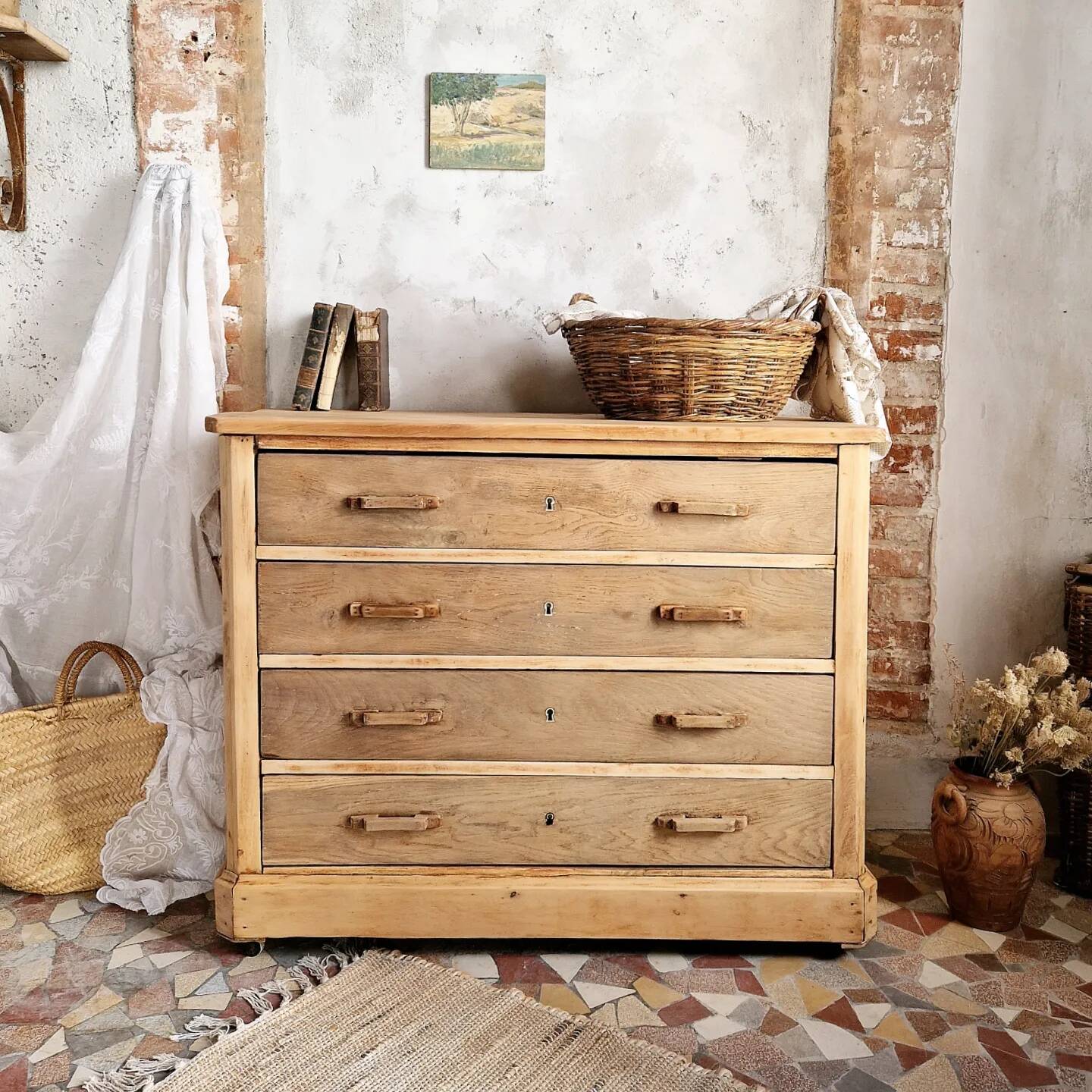 Old solid wood chest of drawers
