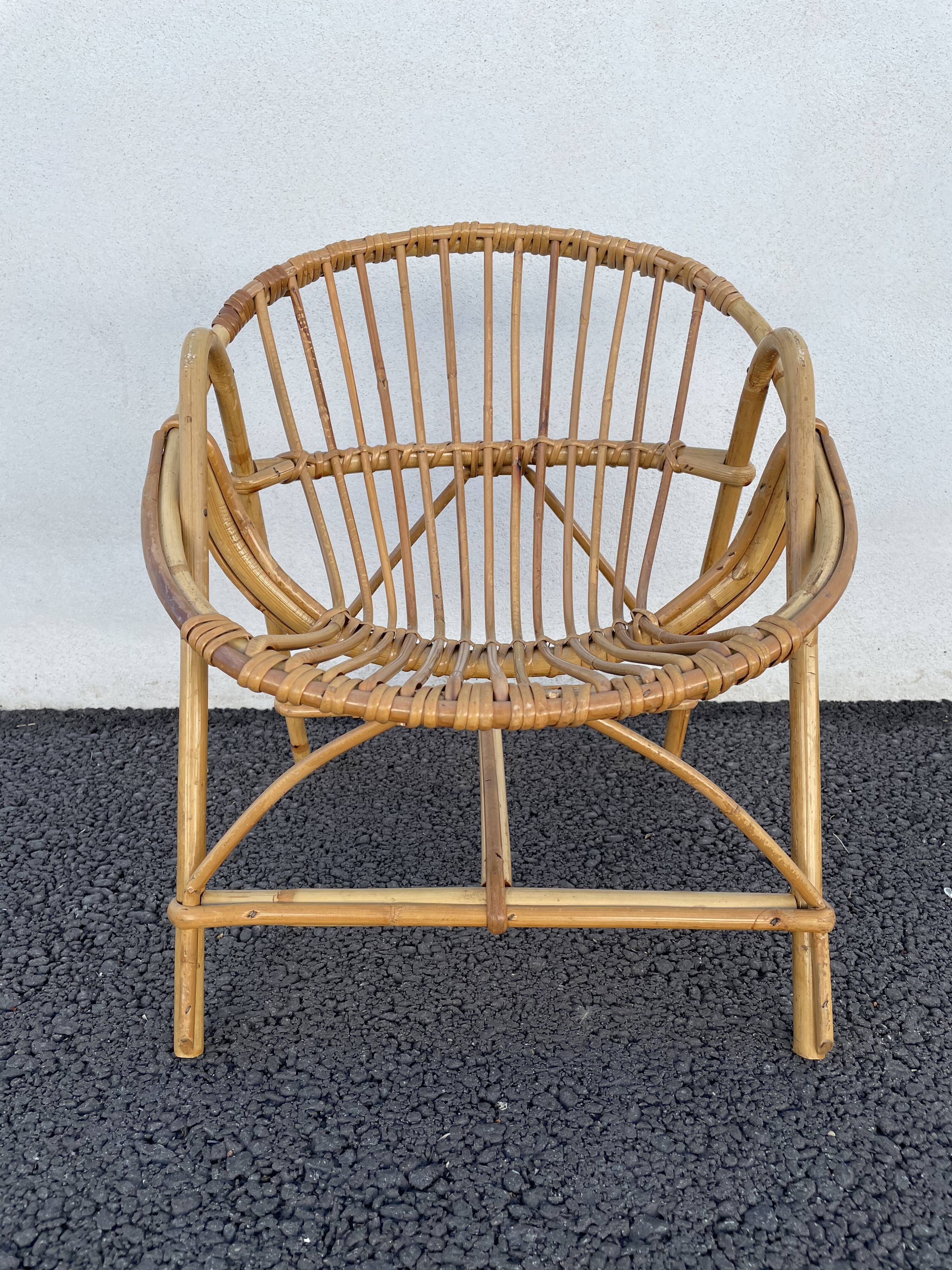 Armchair child wicker shell 70s