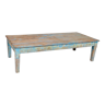 Table basse indienne en bois laqué bleu