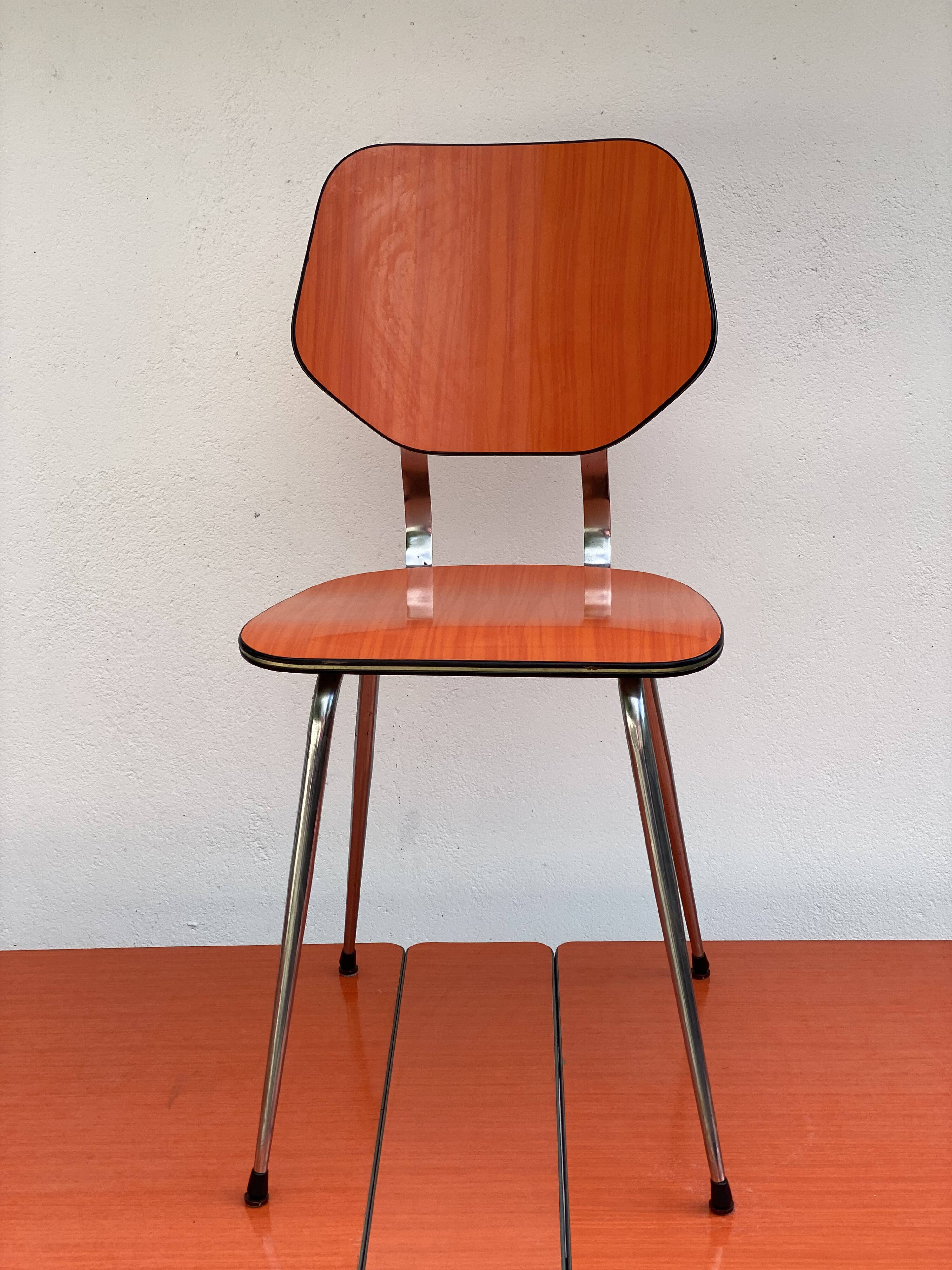 Orange formica table and 4 chairs
