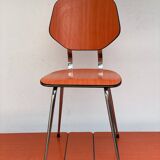 Table en formica orange et 4 chaises