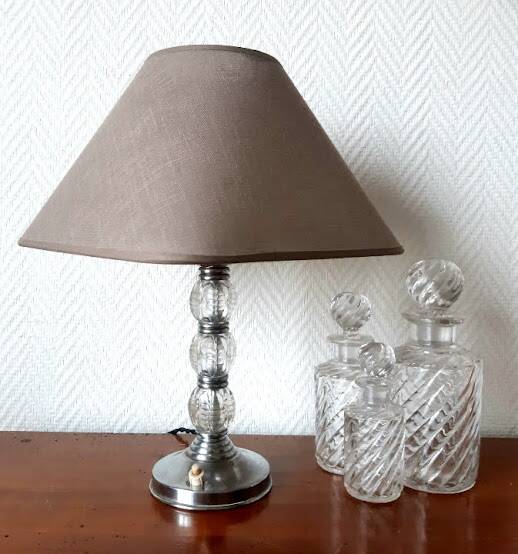 Art deco glass and metal lamp