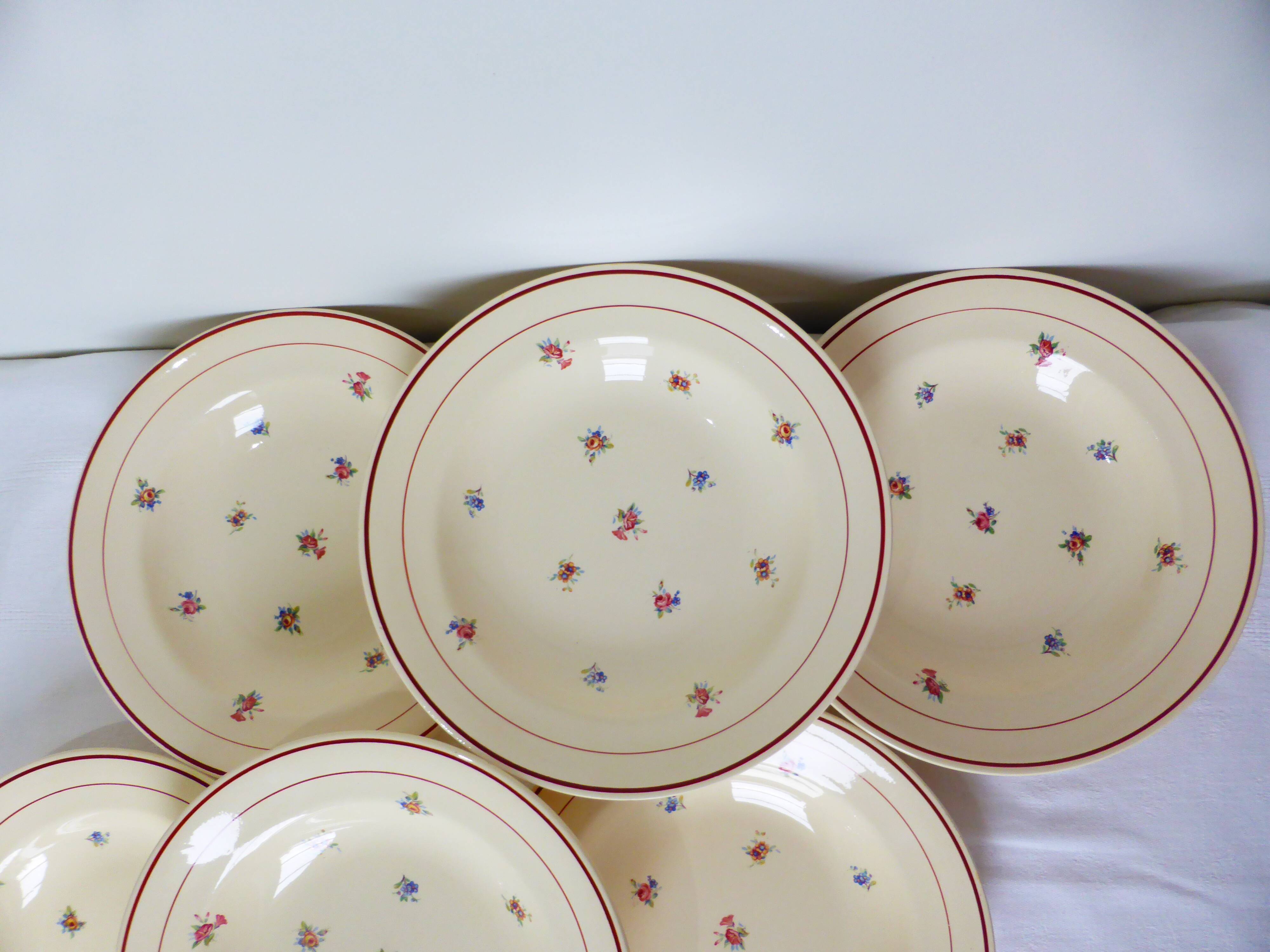 Set de 6 assiettes creuses vintage en porcelaine des Salins 2103127