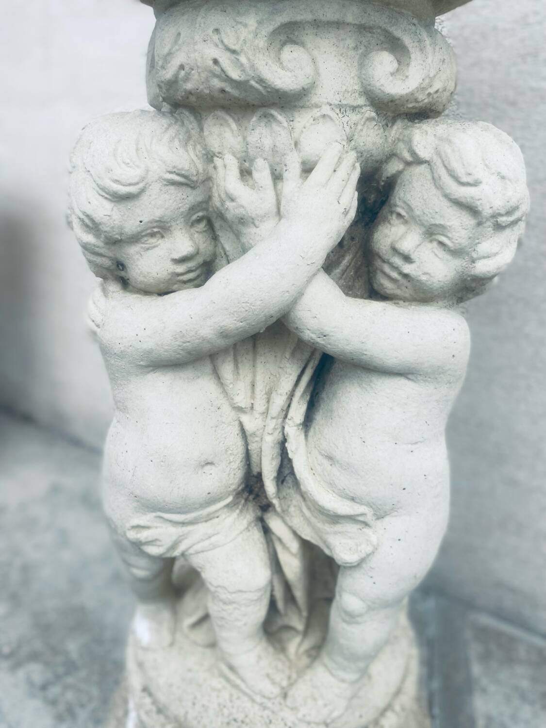 Garden statues 3 angels child stone decoration cup