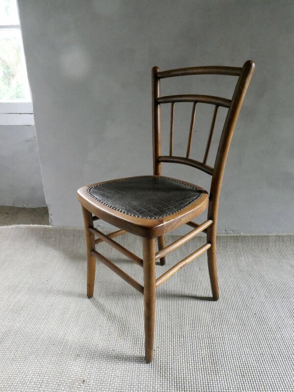 Chaise de bistrot avec assise croco, des années 20