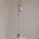 Vintage French Rise & Fall Counterbalance Ceiling Light Opaline Glass Shade