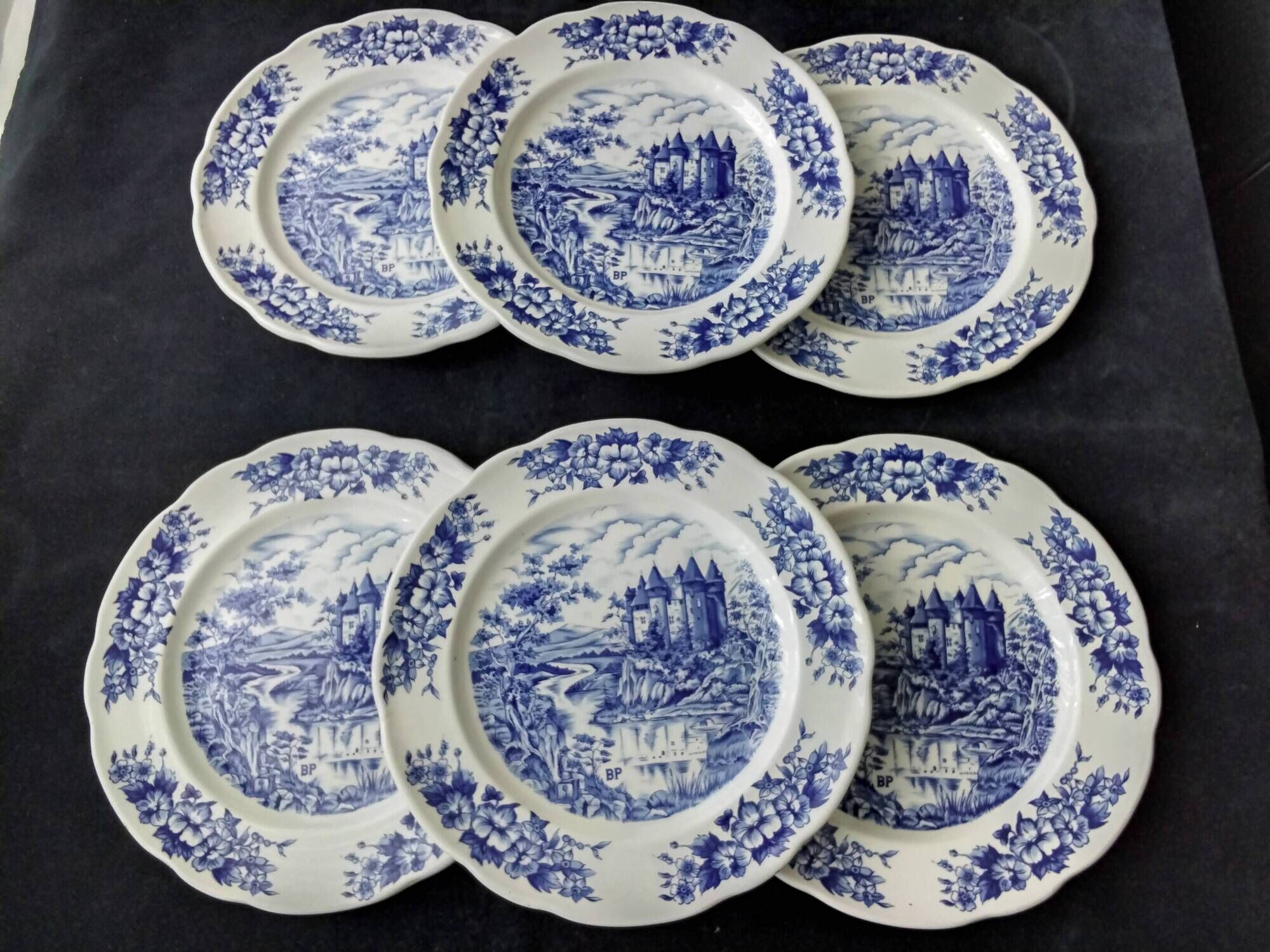 6 Pyroblan porcelain dinner plates BP Advertising