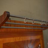 Art Deco marquetry and aluminum wall coat rack