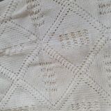 vintage crochet plaid blanket 208 193 ecru color