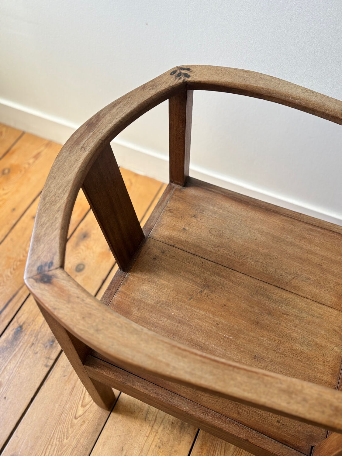 Pair of solid wood armchairs